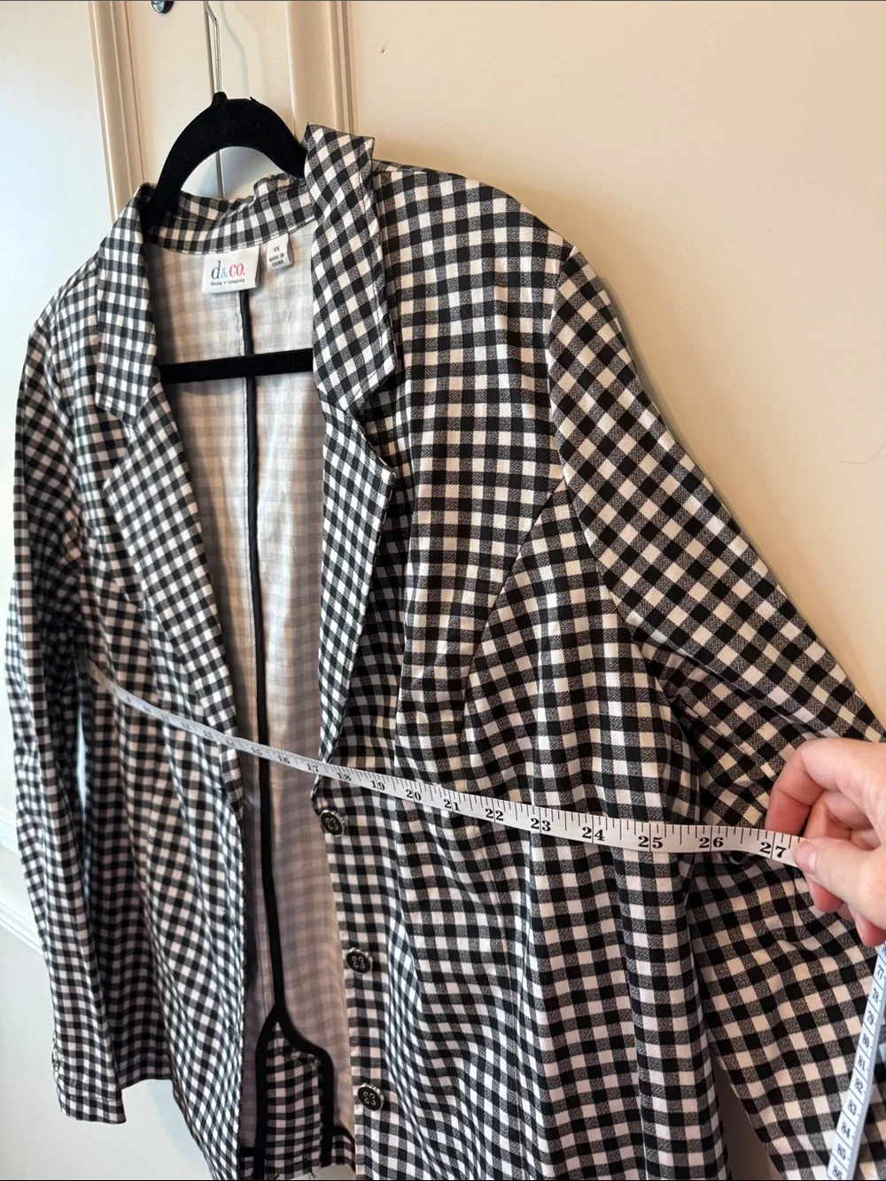 d & c.o. Black & White Gingham Blazer